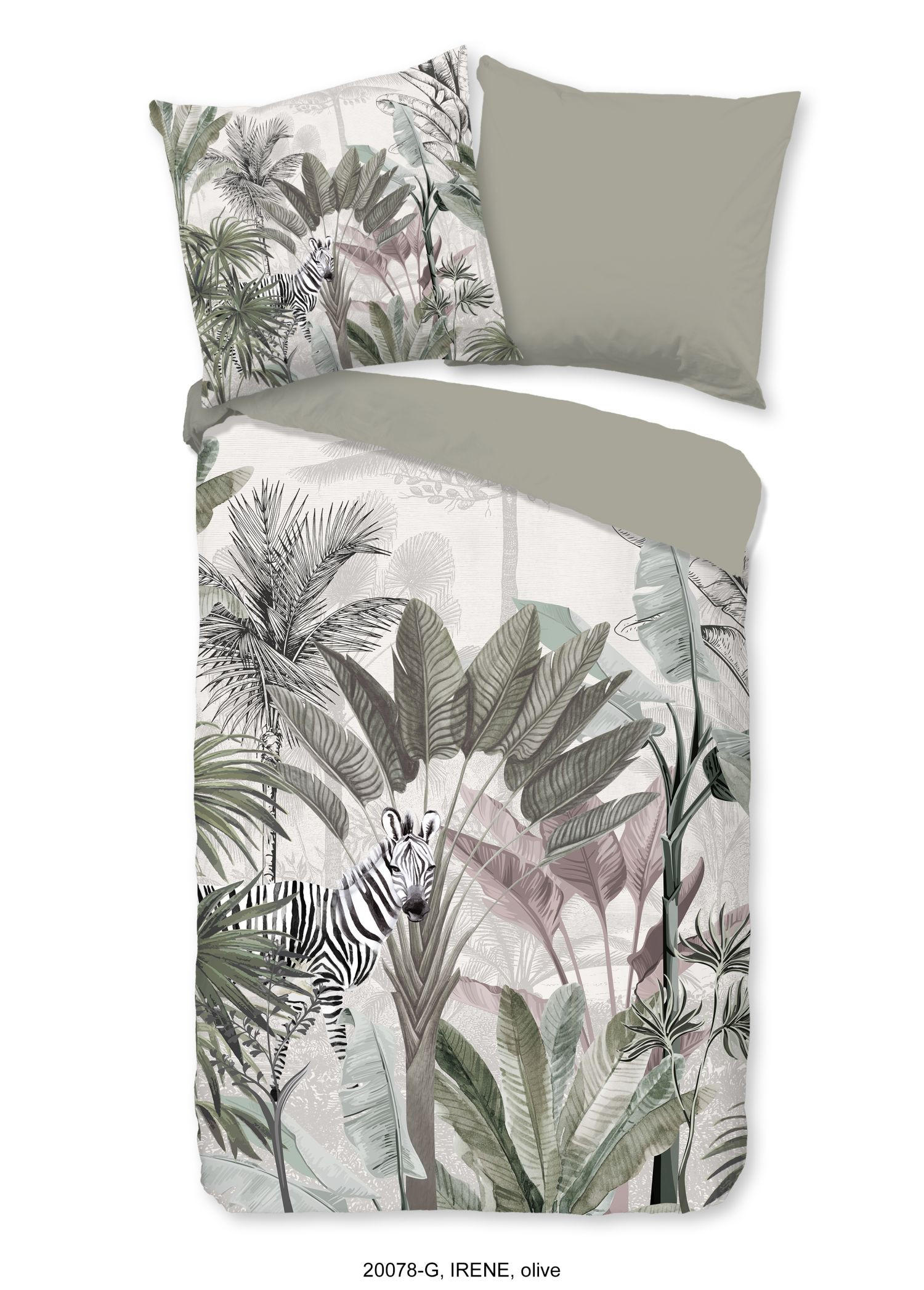 Wendebettwäsche Irene Grün Hellgrau 155x220cm