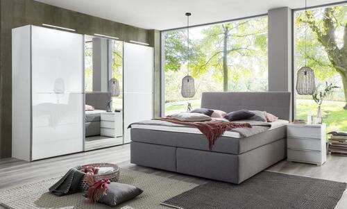 BOXSPRINGBETT 180/200 cm in Grau - Silberfarben/Grau, KONVENTIONELL, Holzwerkstoff/Textil (180/200cm) - Voleo