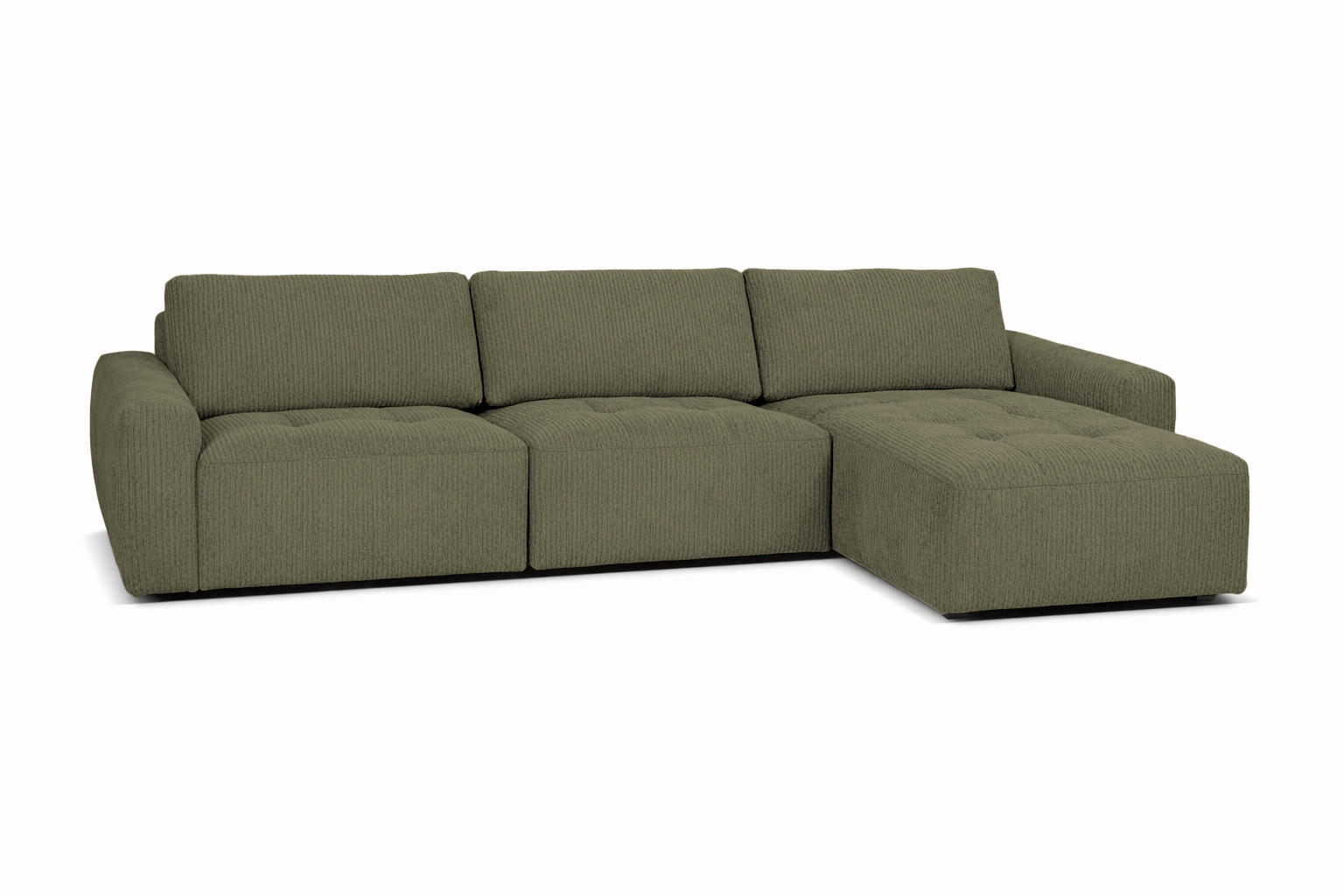 ECKSOFA MAZA Grün Cord  - Schwarz/Grün, Design, Textil (179/316cm) - Livetastic