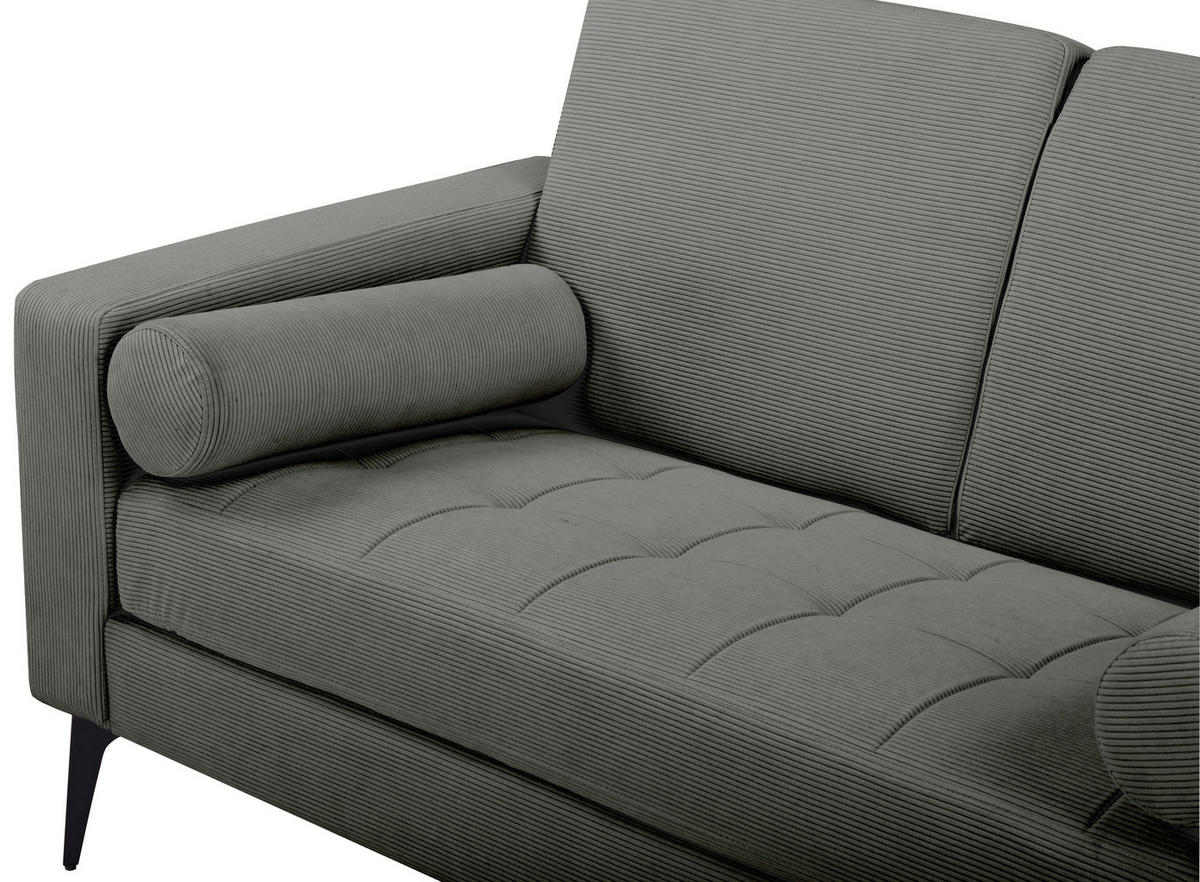 2-SITZER-SOFA Feincord Grau  - Schwarz/Grau, MODERN, Textil/Metall (142/82/76cm) - MID.YOU