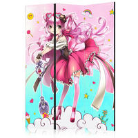 PARAVENT mit 3  Flügel - Türkis/Pink, Basics, Holz/Textil (135/172/3cm) - artgeist