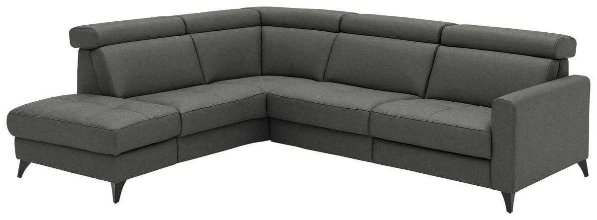 ECKSOFA Flachgewebe Anthrazit  - Anthrazit/Schwarz, Konventionell, Textil/Metall (214/276cm) - Beldomo System