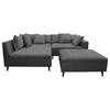 Ecksofa inkl. Hocker in Flachgewebe Grau  - Schwarz/Grau, Design, Holz/Textil (174/247cm) - MID.YOU