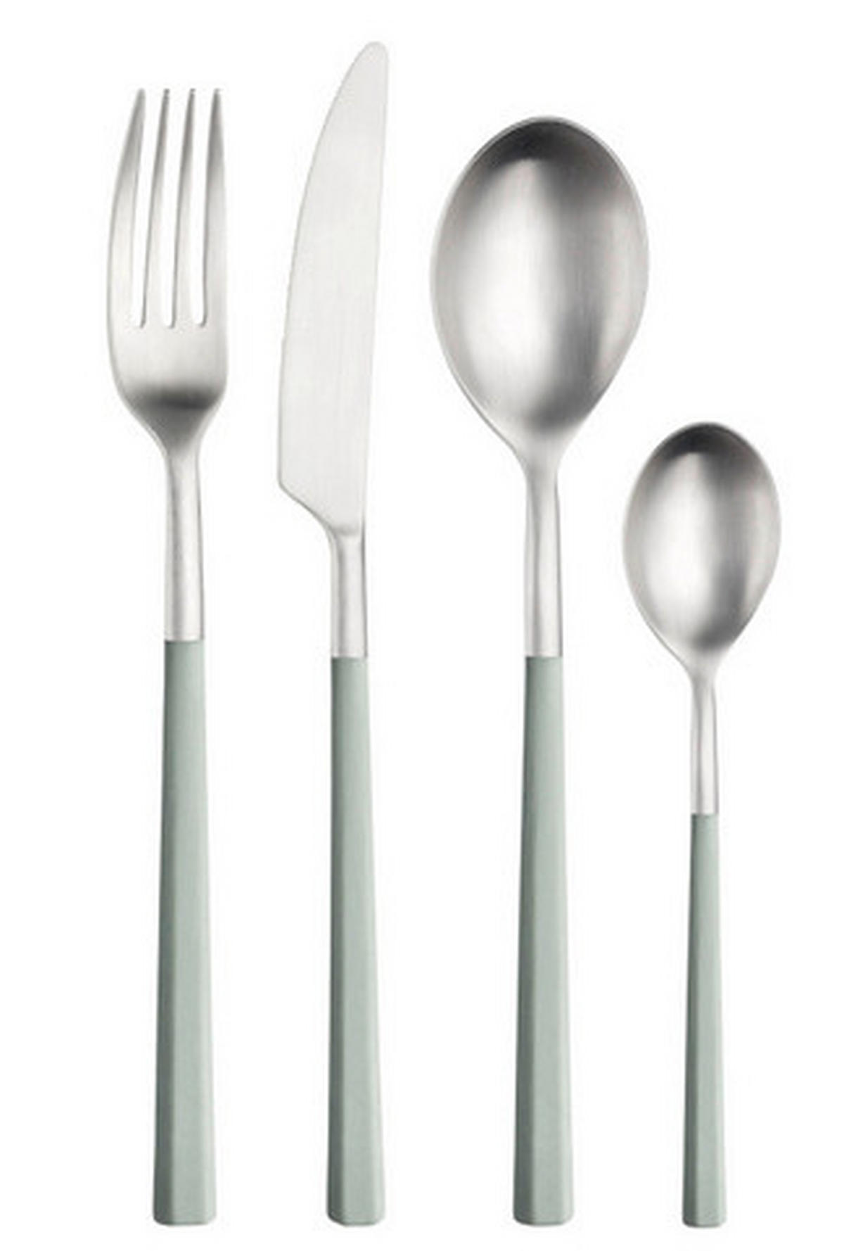 BESTECKSET HIVE 16-teilig Stahl  - Edelstahlfarben/Salbeigrün, Basics, Kunststoff/Metall (25,5/7/5,3cm) - Pintinox