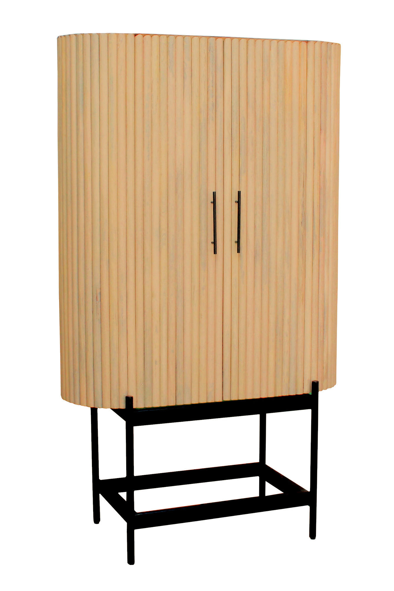 Mid.you Garderobenschrank Natur, Schwarz 100x172x40 cm