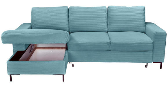 ECKSOFA Türkis Cord  - Türkis/Schwarz, KONVENTIONELL, Textil/Metall (150/240cm) - Carryhome