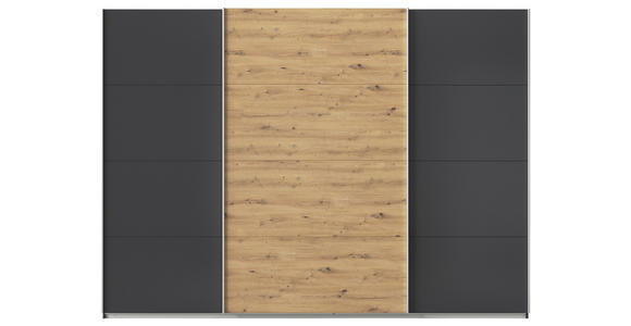 SCHWEBETÜRENSCHRANK in Dunkelgrau, Eiche Artisan - Dunkelgrau/Alufarben, KONVENTIONELL, Holzwerkstoff/Metall (315/210/62cm) - Xora