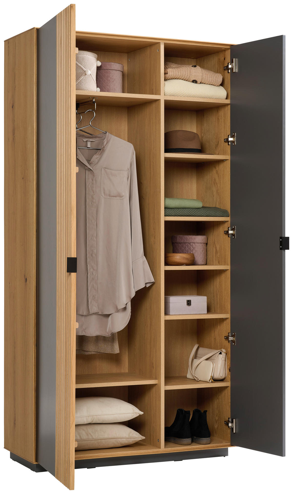 GARDEROBENSCHRANK  in 105/200/42 cm  - Eichefarben/Grau, Natur, Holz/Holzwerkstoff (105/200/42cm) - Linea Natura