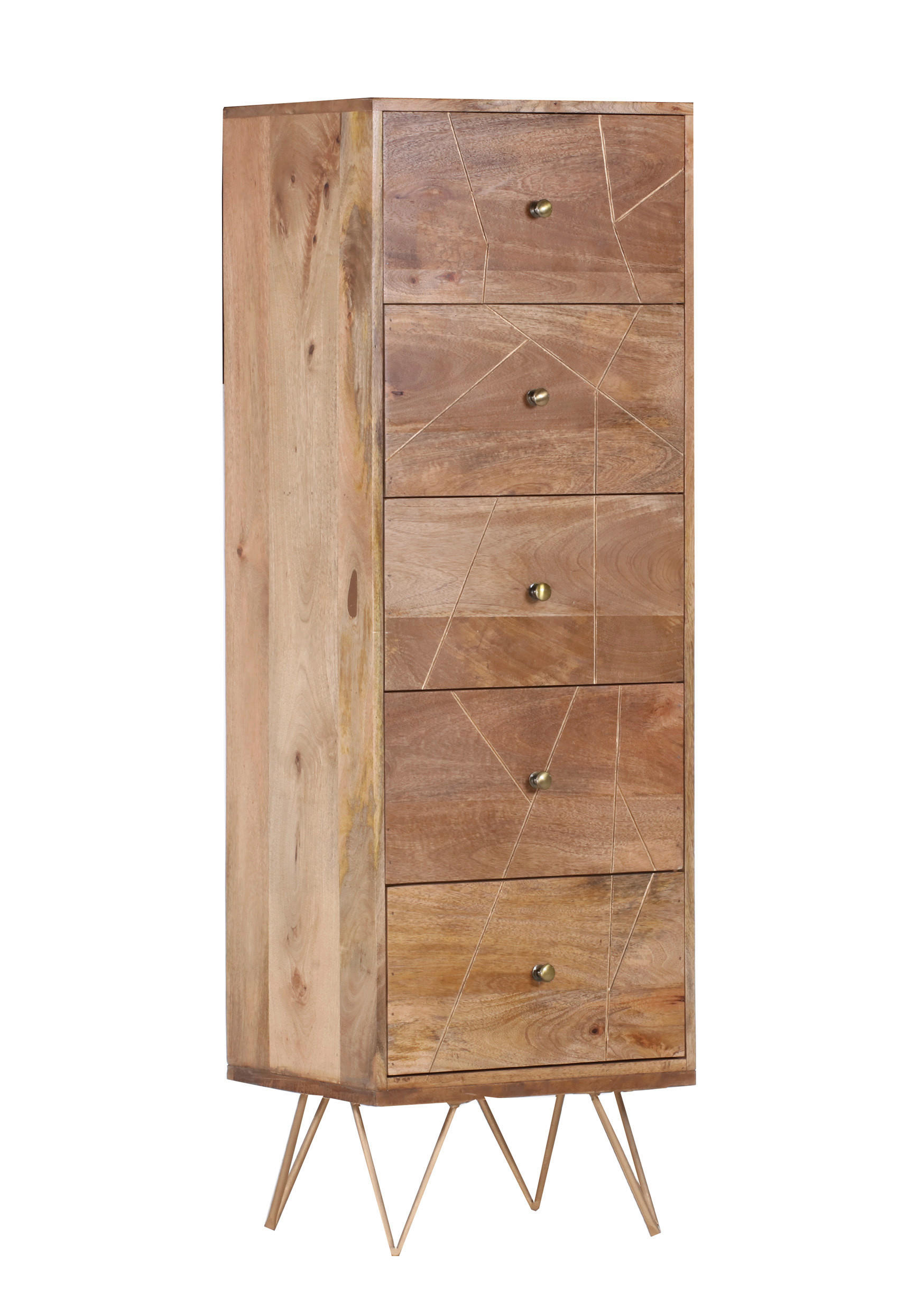 HIGHBOARD  50/153/43 cm 5 Schublade(n)  - Goldfarben/Naturfarben, Design, Holz/Metall (50/153/43cm) - Landscape