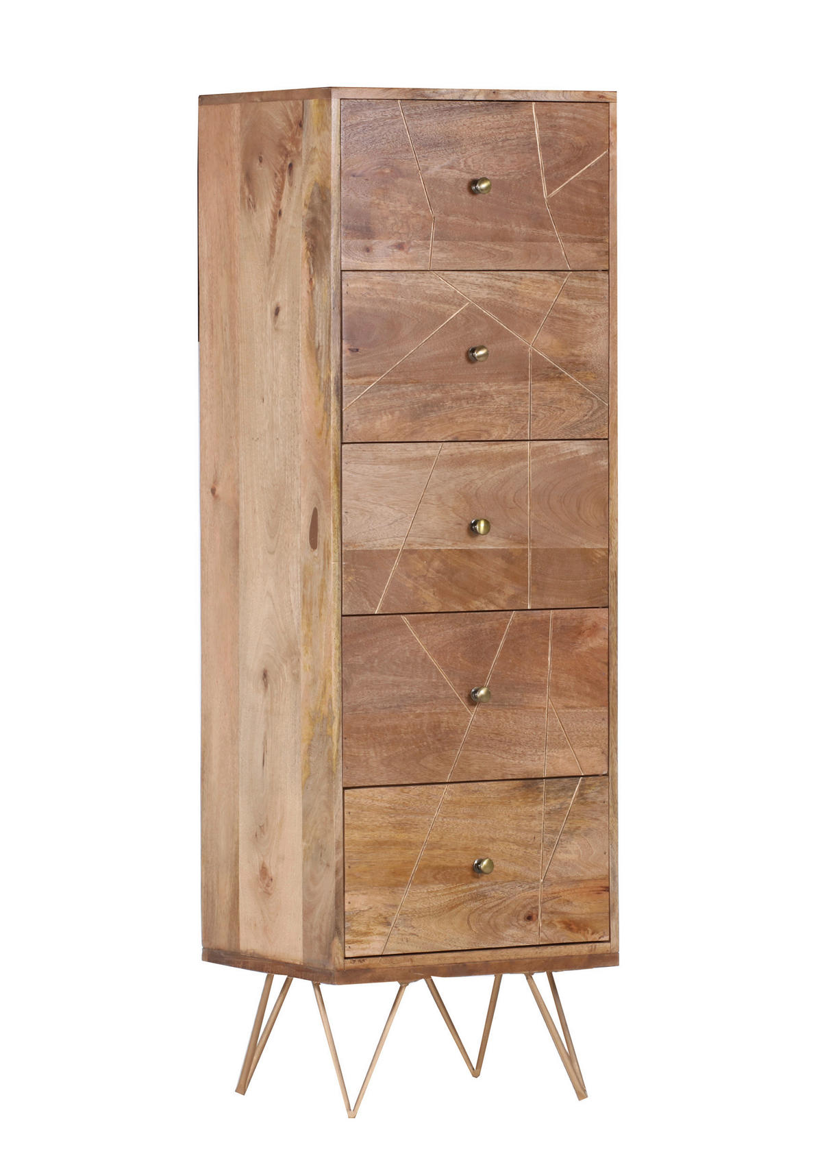 HIGHBOARD  50/153/43 cm 5 Schublade(n)  - Goldfarben/Naturfarben, Design, Holz/Metall (50/153/43cm) - Landscape