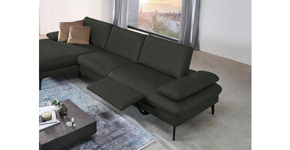 ECKSOFA in Echtleder Dunkelgrün 157/325 cm - Dunkelgrün/Schwarz, Design, Leder/Metall (157/325cm) - Dieter Knoll