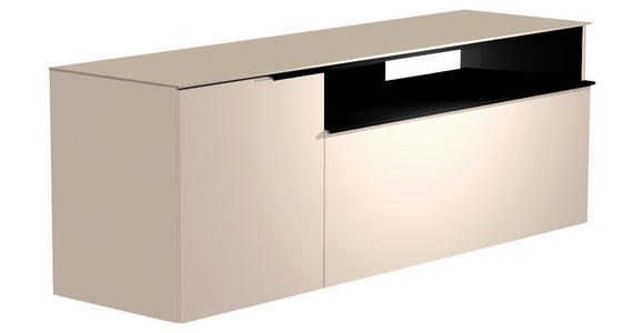 LOWBOARD  160/56/45 cm  Beimöbel erhältlich, hängend, Abdeckplatte aus Glas  - Sandfarben/Schwarz, Design, Glas/Holzwerkstoff (160/56/45cm) - Moderano