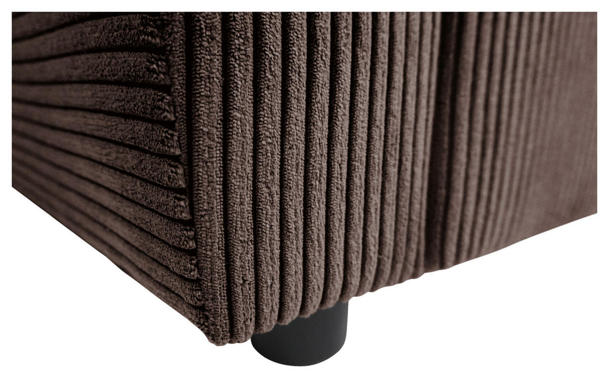 ECKSOFA TERMOLI Braun Cord Rückenkissen, Bettkasten  - Schwarz/Braun, Design, Kunststoff/Textil (231/155cm) - MID.YOU