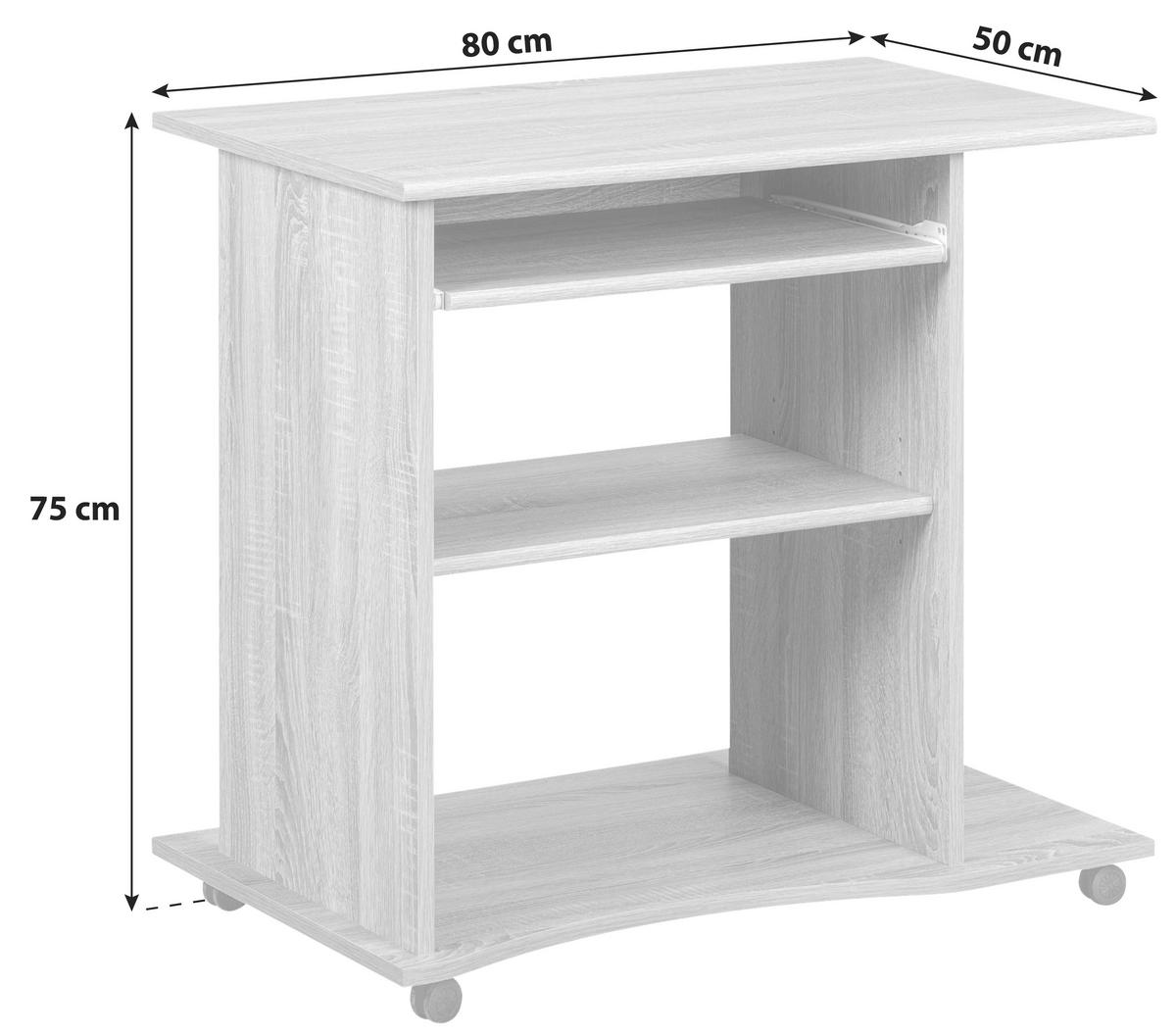 PC STŮL, Sonoma dub, 80/50/75 cm - Sonoma dub, Konvenční, kompozitní dřevo/plast (80/50/75cm) - MID.YOU