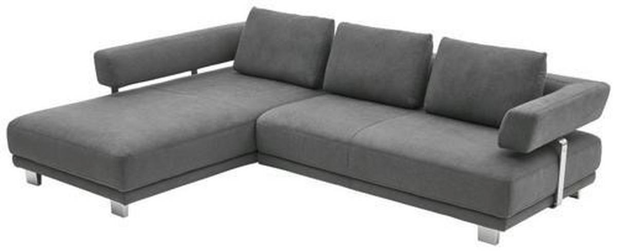 ECKSOFA in Chenille Grau  - Chromfarben/Grau, Natur, Textil/Metall (214/297cm) - Valdera