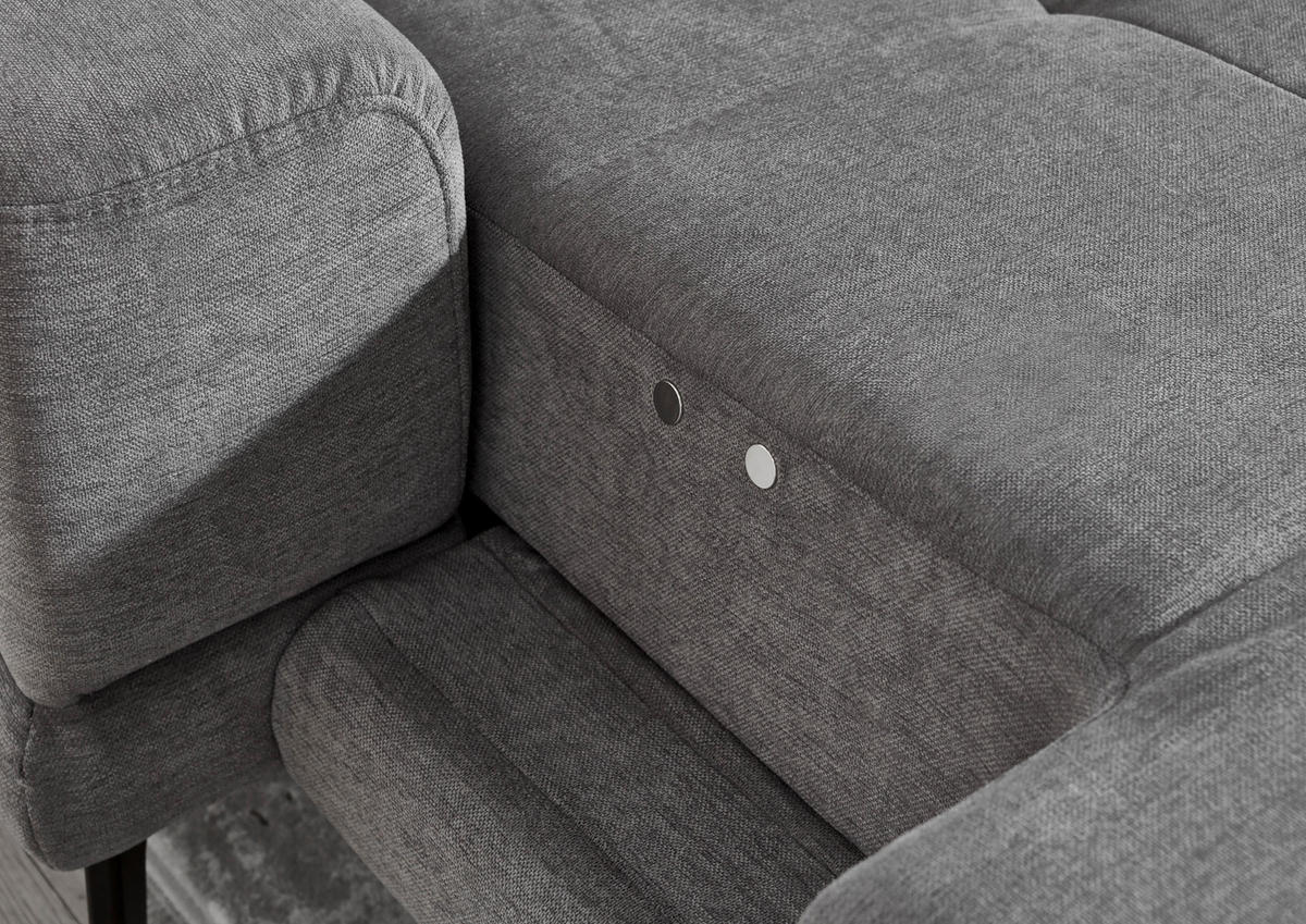 ECKSOFA in Flachgewebe Grau  - Schwarz/Grau, Design, Textil/Metall (190/309cm) - Beldomo Style