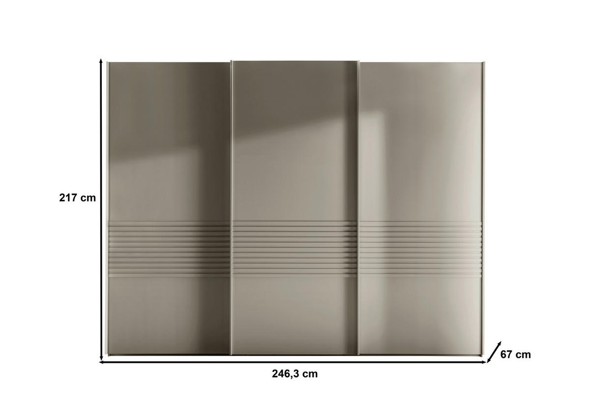 SCHWEBETÜRENSCHRANK in Grau  - Grau, Design, Holzwerkstoff/Metall (250/217/67cm) - Novel