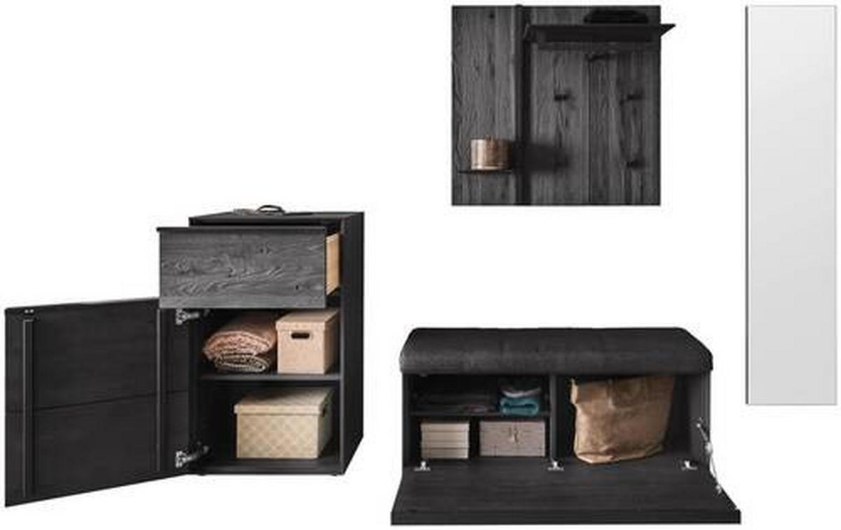 GARDEROBE  in 246/195/41 cm  - Anthrazit, Design, Glas/Holz (246/195/41cm) - Johann Jakob