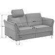 3-SITZER-SOFA in Echtleder Rot  - Rot/Alufarben, Design, Leder/Metall (190/82/99cm) - Dieter Knoll