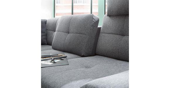 WOHNLANDSCHAFT in Flachgewebe Hellgrau, Dunkelbraun - Chromfarben/Dunkelbraun, Design, Textil/Metall (296/229cm) - Novel