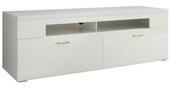 LOWBOARD Weiß, Weiß Hochglanz  - Weiß Hochglanz/Silberfarben, Design, Holzwerkstoff/Kunststoff (165/57,4/50,2cm) - Xora