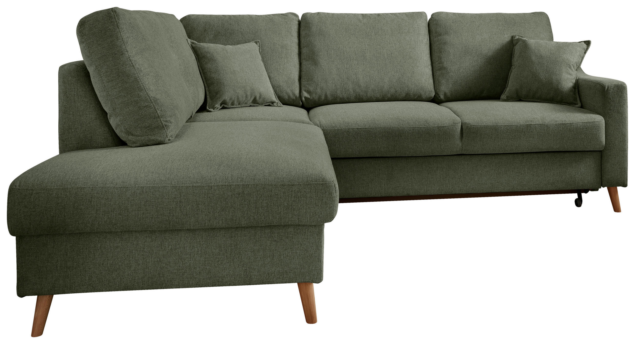 ECKSOFA Valentina Dunkelgrün Chenille  - Dunkelgrün/Naturfarben, KONVENTIONELL, Holz/Textil (200/230cm) - Livetastic