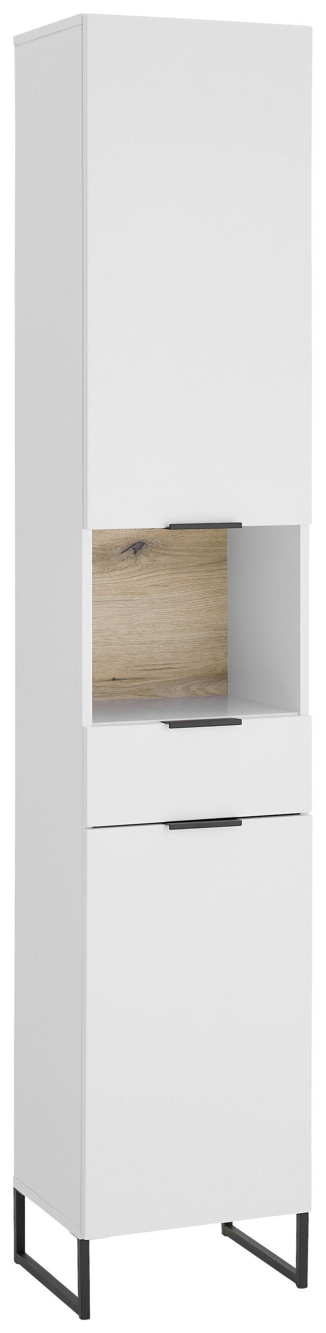 HOCHSCHRANK 38/195/32 cm  - Eichefarben/Schwarz, KONVENTIONELL, Holzwerkstoff/Metall (38/195/32cm) - home24