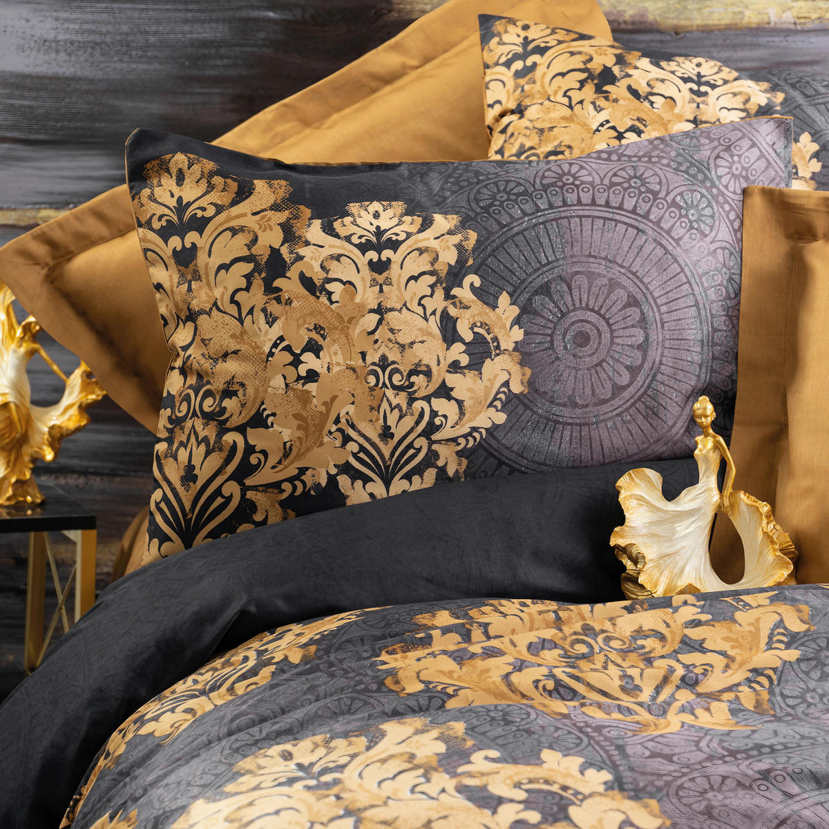 BETTWÄSCHE 155/220 cm  - Anthrazit/Beige, Basics, Textil (155/220cm)