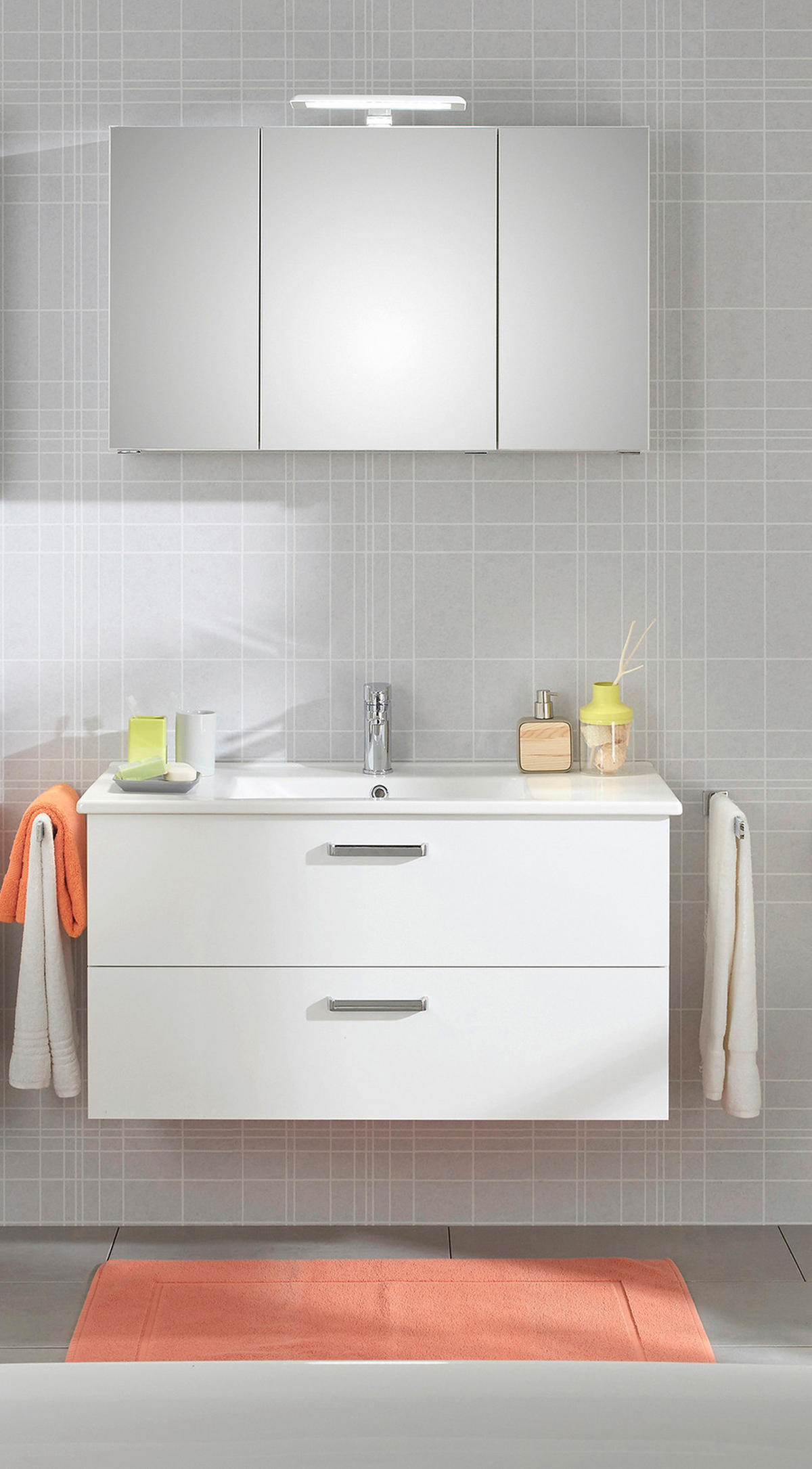BADEZIMMER  in 100 cm  - Weiss, Konventionell, Glas/Keramik (100cm) - Xora
