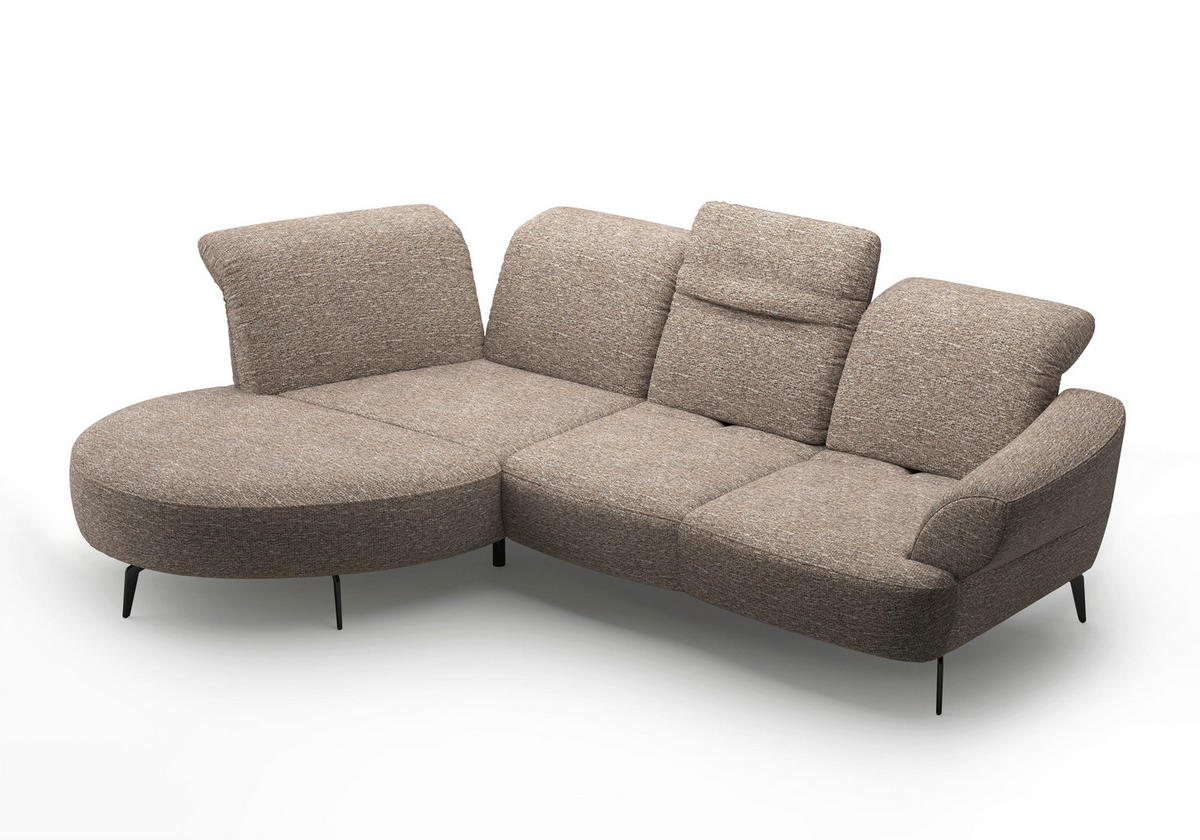 ECKSOFA in Chenille Cappuccino  208/313 cm  - Schwarz/Cappuccino, MODERN, Textil/Metall (208/313cm) - Sit & More