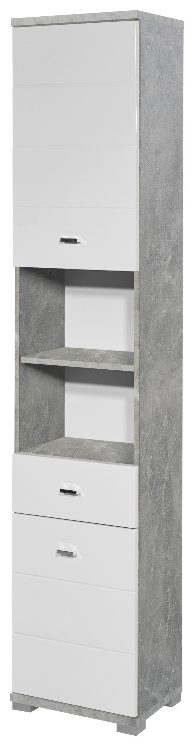HOCHSCHRANK 38/190/30 cm  - Chromfarben/Weiß Hochglanz, KONVENTIONELL, Holzwerkstoff/Kunststoff (38/190/30cm) - Livetastic
