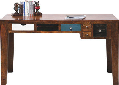 Schreibtisch 60 X 152 X 76 Cm Holznachbildung Braun Schwarz