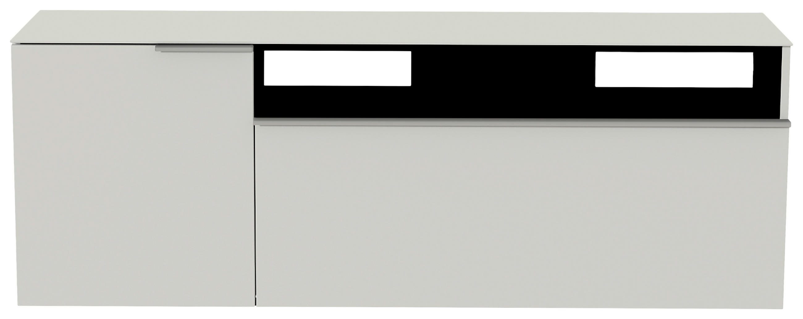 LOWBOARD  in 160/65/45 cm  - Alufarben/Weiß, Design, Glas/Holzwerkstoff (160/65/45cm) - Moderano