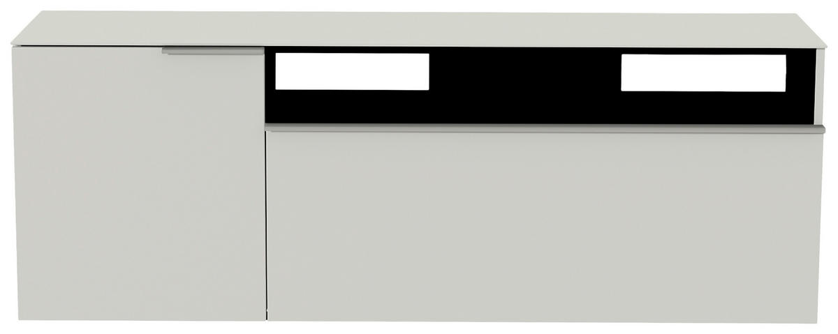 LOWBOARD  in 160/65/45 cm  - Weiss/Alufarben, Design, Glas/Holzwerkstoff (160/65/45cm) - Moderano
