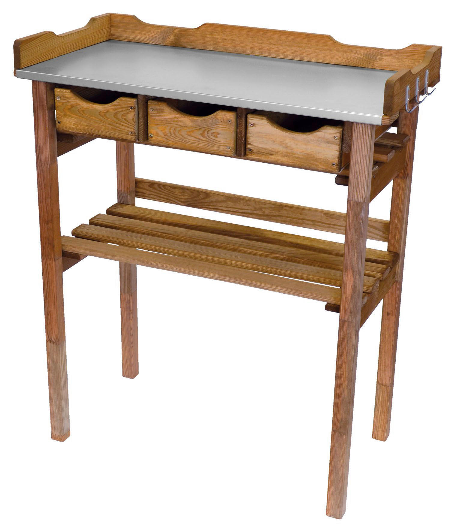 Pflanztisch Holz Mit 3 Laden Und Ablage L/b/h: 78/38/94 Cm