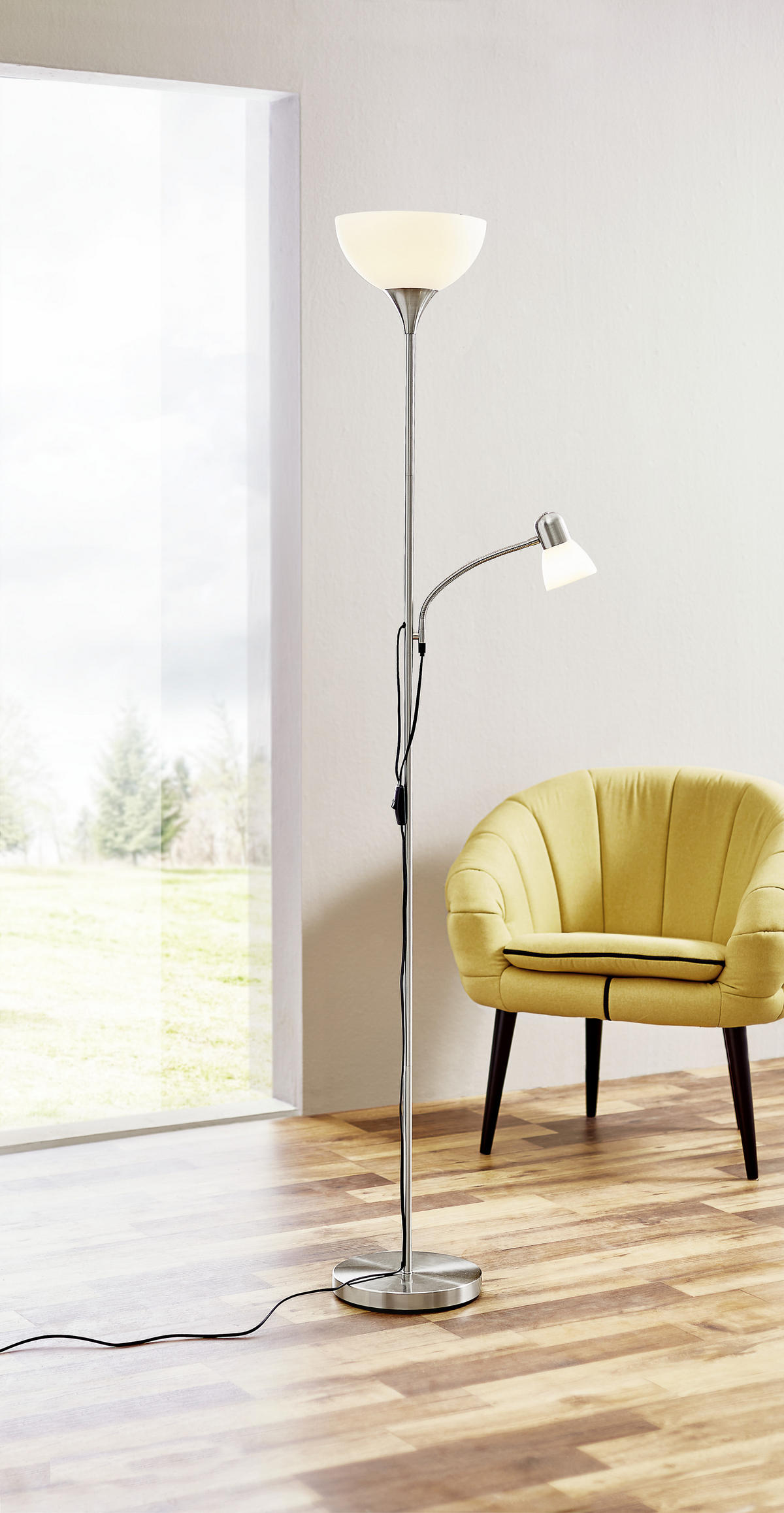 STOJACÍ LAMPA, 25/181,5 cm  - bílá/barvy niklu, Basics, kov/plast (25/181,5cm) - Boxxx