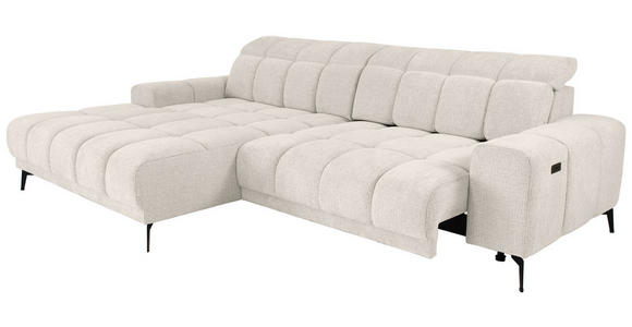 ECKSOFA inkl.Funktionen Perlmutt Chenille  - Perlmutt/Schwarz, MODERN, Textil/Metall (195/300cm) - Xora
