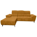 ECKSOFA Currygelb Cord Rücken echt, Kopfteilverstellung, Sitzvorzug  - Currygelb/Schwarz, KONVENTIONELL, Textil/Metall (196/290cm) - Carryhome