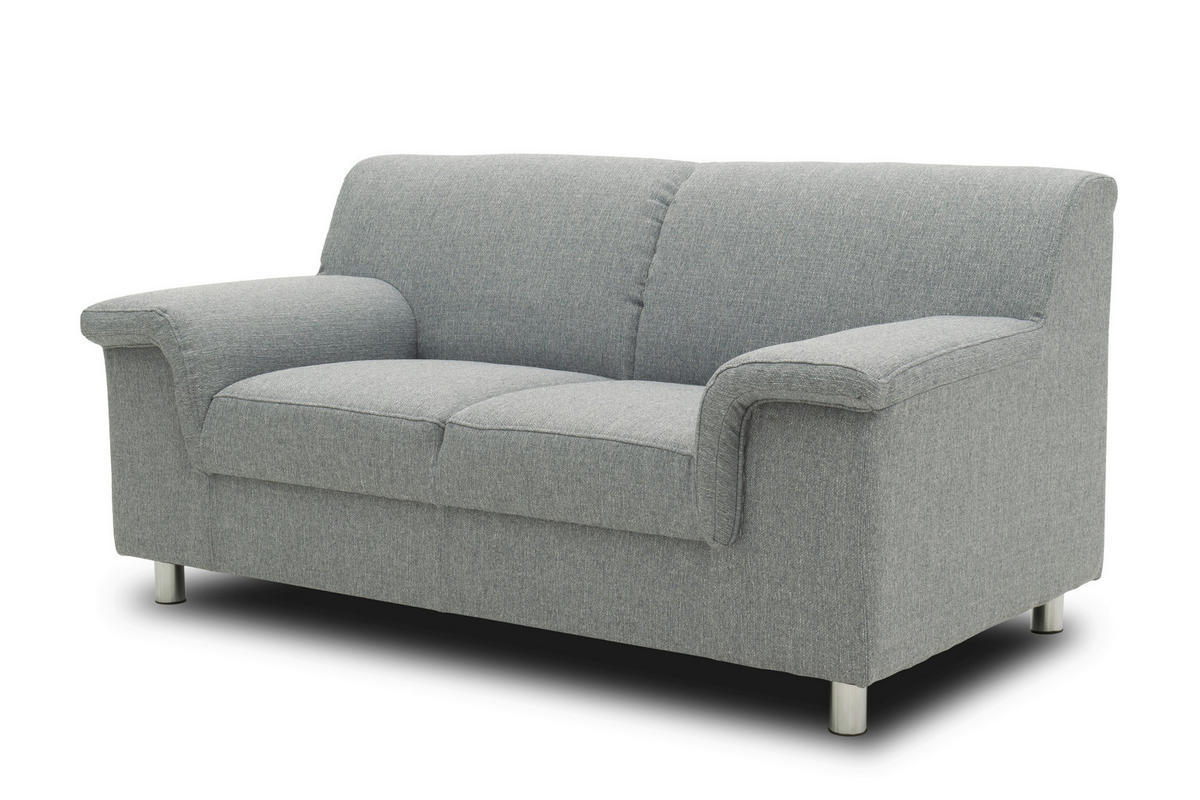2-SITZER-SOFA in Webstoff Silberfarben  - Chromfarben/Silberfarben, KONVENTIONELL, Textil/Metall (145/72/80cm) - MID.YOU