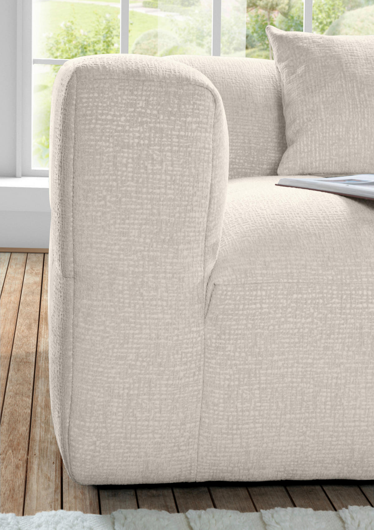 ECKSOFA in Flachgewebe Hellbraun  280/170 cm  - Hellbraun/Schwarz, KONVENTIONELL, Kunststoff/Textil (280/170cm) - Carryhome