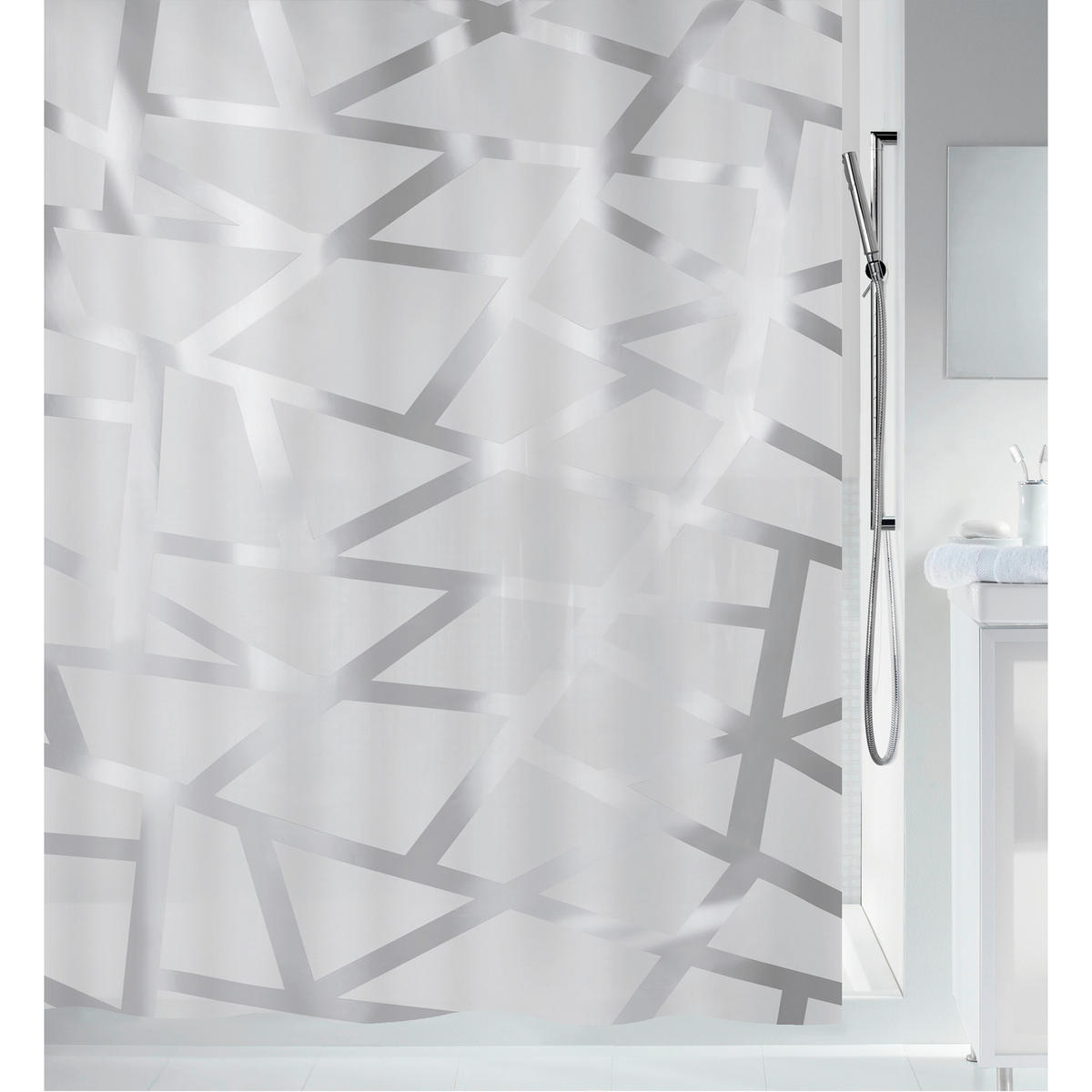 DUSCHVORHANG BIZARRE 180/200 cm  - Silberfarben, Basics, Textil (180/200cm) - Spirella
