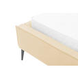 POLSTERBETT 140/200 cm,  in Beige, gepolstertes Kopfteil,  - Beige/Schwarzchrom, KONVENTIONELL, Leder/Metall (140/200cm) - Esposa