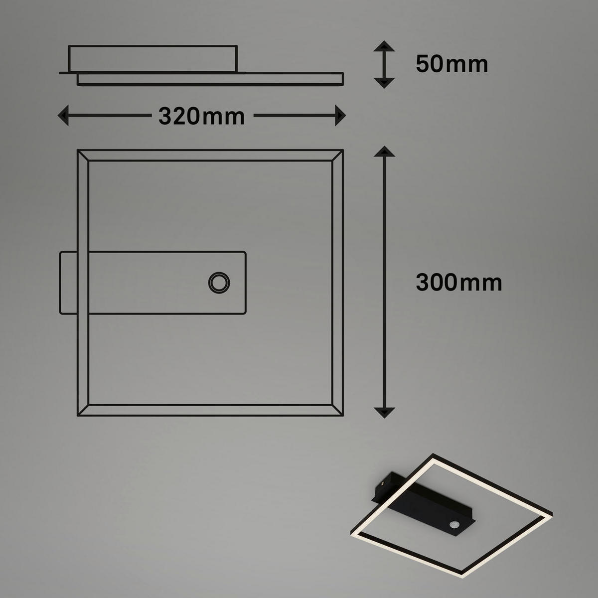 LED PLAFONJERA - crna, Dizajnerski, metal/plastika (32/30/5cm)