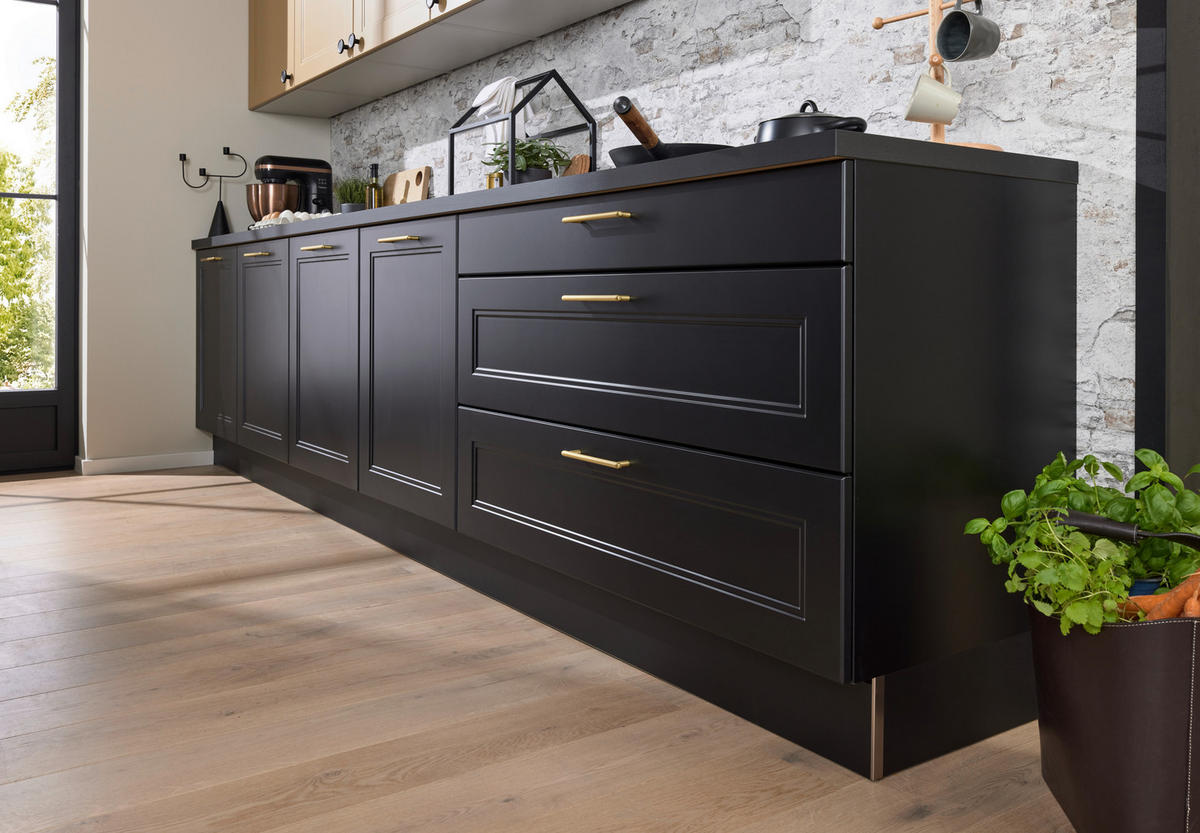 EINBAUKÜCHE WINDSOR LACK  - Schwarz, Design, Holzwerkstoff - Nolte Küchen
