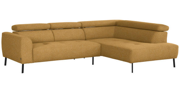 ECKSOFA in Chenille Currygelb 280/205 cm - Currygelb/Schwarz, Design, Textil/Metall (280/205cm) - Xora