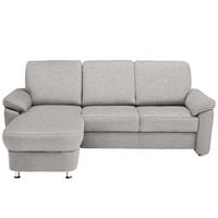 ECKSOFA Flachgewebe Hellgrau  - Chromfarben/Hellgrau, Konventionell, Textil/Metall (163/250cm) - Beldomo System