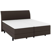 BOXSPRINGBETT 180/200 cm,  in Braun, gepolstertes Kopfteil, Topper, Matratzen, H4 + H4 = sehr fest  - Schwarz/Braun, KONVENTIONELL, Kunststoff/Textil (180/200cm) - Musterring