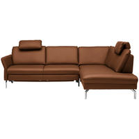 ECKSOFA in Echtleder Hellbraun  - Hellbraun/Alufarben, Konventionell, Leder/Metall (284/220cm) - Beldomo Premium