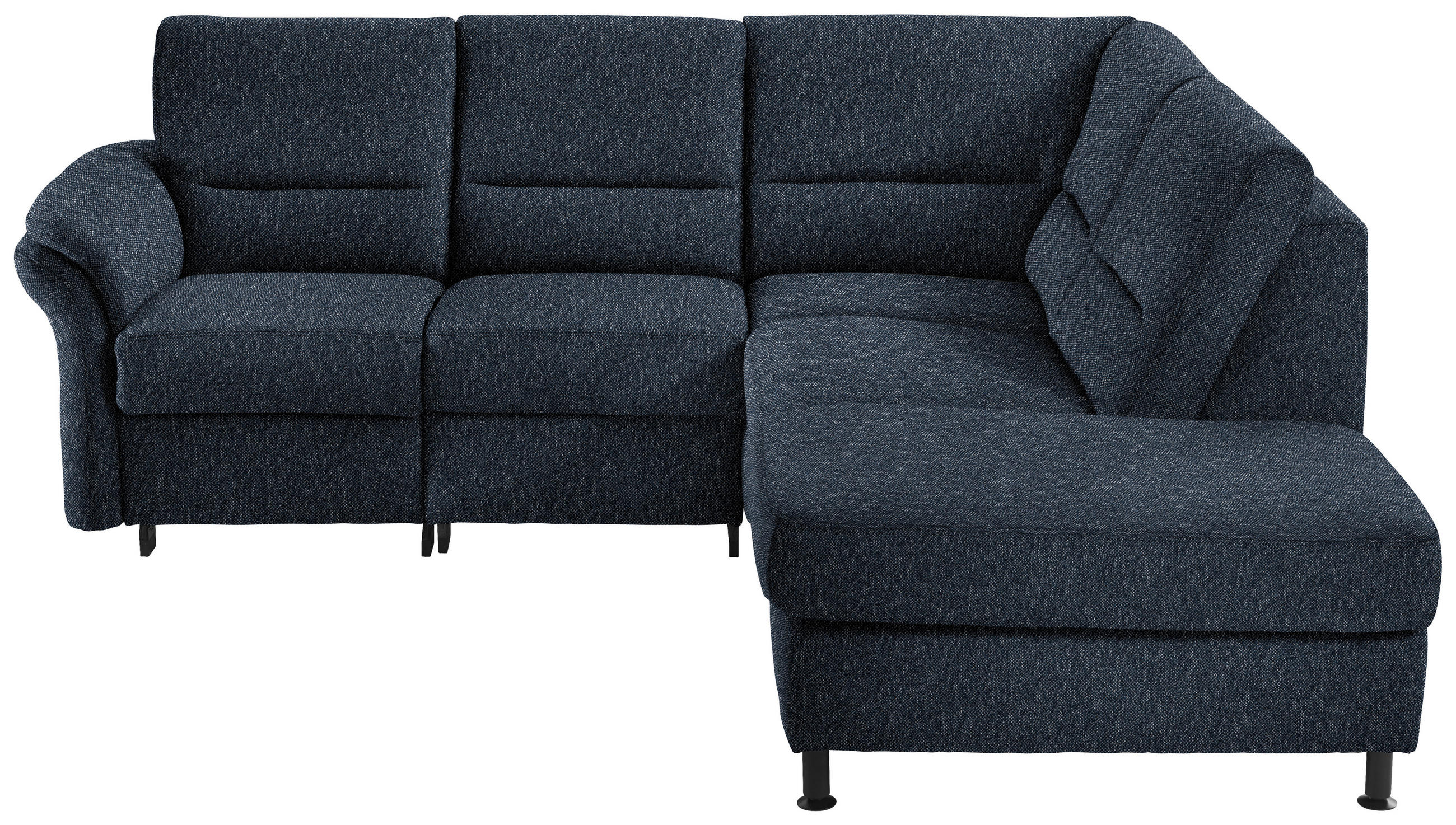 ECKSOFA in Flachgewebe Dunkelblau  - Schwarz/Dunkelblau, Modern, Textil/Metall (227/203cm) - Beldomo System