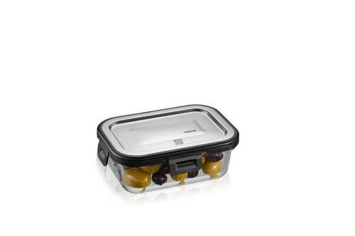 FRISCHHALTEDOSE MILO 0,4 L  - Edelstahlfarben/Transparent, KONVENTIONELL, Glas/Kunststoff (15,4/11,3/5,6cm) - Gefu